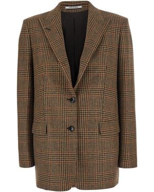 Tagliatore Blazer Check Berta With Collar And Long Sleeves - Brown