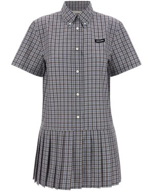 ワンピース MIU MIU  Mohair and virgin wool short dress Blue Miu Miu Dresses for Women | Lyst