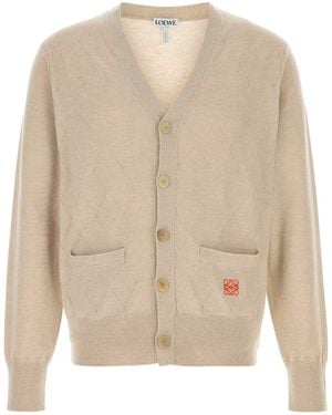 Loewe Sand Wool Blend Cardigan - Natural
