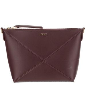 Loewe Puzzle Fold Leather Pouch - Purple