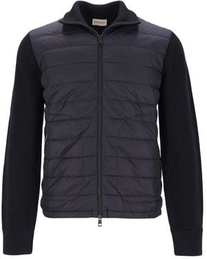 Moncler Quilted Jacket With Zip - Blue