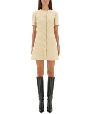 Gucci Textured Wool Tweed Dress - Natural