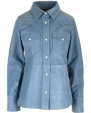 Stand Studio Western Style Leather Shirt - Blue