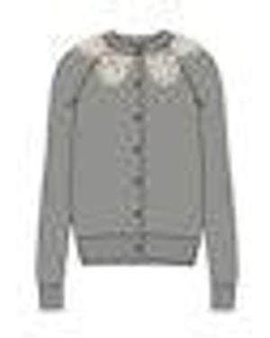 Simone Rocha Merino Silk Embroidered Cardigan - Gray