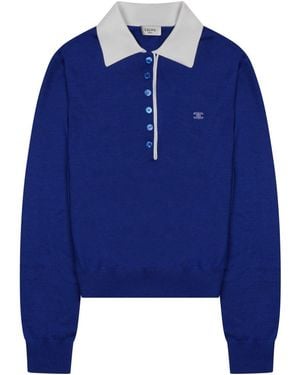 Celine Cashmere-Silk Polo Sweater - Blue