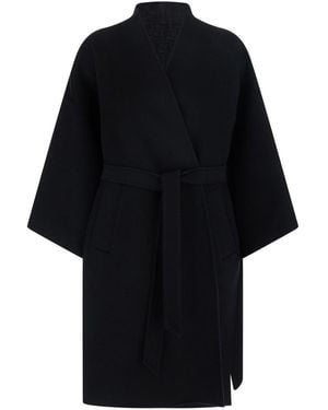 Fendi Coat Ff Double Wool - Black