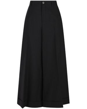 Celine Wool Wide-Leg Pants - Black
