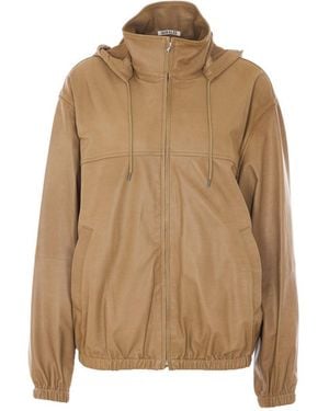 AURALEE Fine Baby Calf Hooded Blouson - Natural