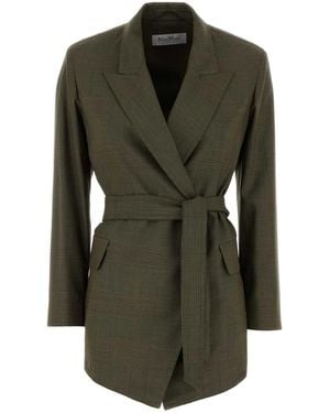 Max Mara Embroidered Wool Nasello Blazer - Green