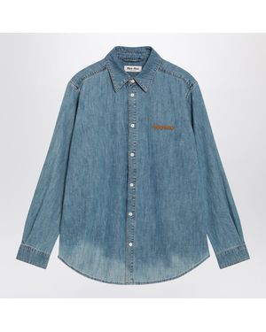 Miu Miu Bleached Cotton Chambray Shirt - Blue