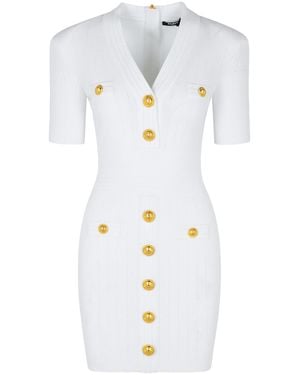 Balmain Dress With Decorative Buttons - White