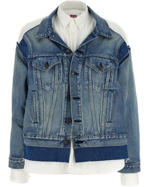 Junya Watanabe Double-Layer Denim Front Shirt Jacket - Blue