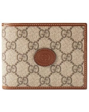 Gucci Gg Supreme Bi-Fold Wallet And Card Holder - Natural
