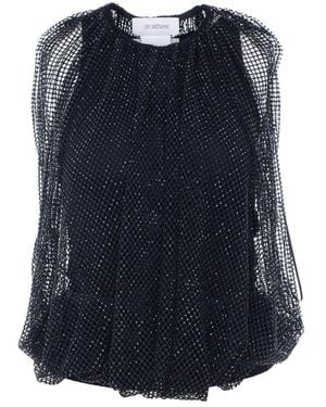Sportmax Nodo Mesh Top With Crystals - Blue