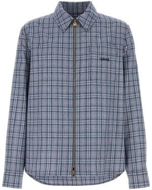 Versace Embroidered Wool Shirt - Blue