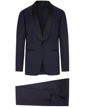 Tom Ford O'Connor Wool And Silk Twill Evening Dress - Blue