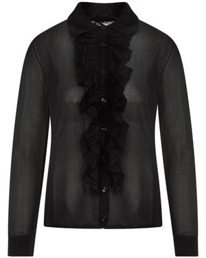 Tom Ford Chic Ruffled Shirt With Pointed Collar For - Black