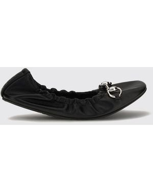Gucci Prima Smooth Leather Ballet Flats With Horsebit Detail And Rounded Toe - White