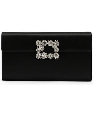 Roger Vivier Satin Clutch Bag With Buckle - Black