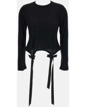 Simone Rocha Bow Tail Easy Long Sleeve T-Shirt - Black