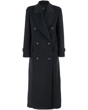 Le Plain Oversized Coat With Shirt Collar And Pockets - Black