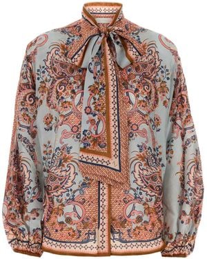 Zimmermann Printed Silk Aster Blouse - Pink
