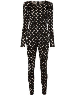 Marine Serre Moon Printed Stretch Jersey Catsuit - Black