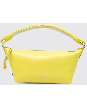 Loewe Lambskin Nappa Shoulder Bag With Woven Handle - Yellow