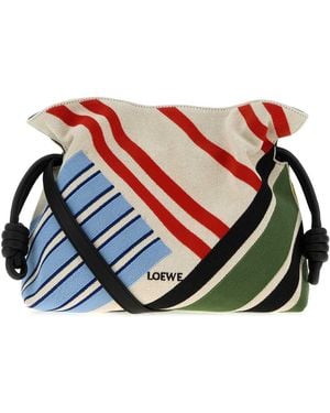 Loewe Embroidered Canvas Medium Flamenco Clutch - Blue