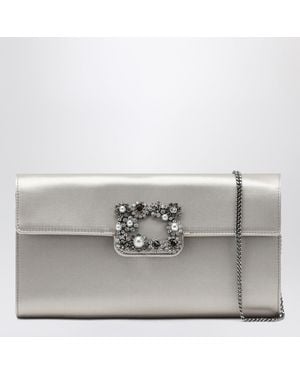 Roger Vivier Pearl Clutch Bag With Buckle - Gray