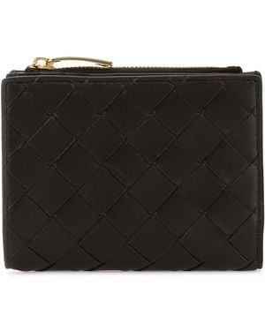 Bottega Veneta Dark Nappa Leather Small Intrecciato Wallet - Black