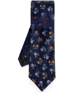 Dries Van Noten Printed Silk Tie - Blue