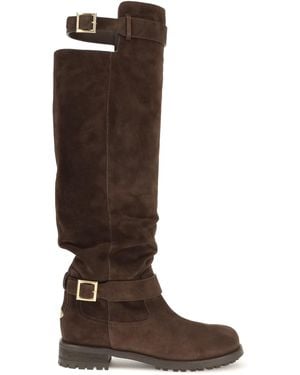 Jimmy Choo Knee-High Biker Boots - Brown
