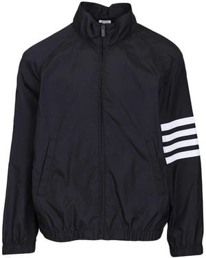 Thom Browne Zip Front Raglan Track Jacket W/ Bar - Blue