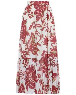 Etro Cotton Flounce Hem Maxi Skirt - Red