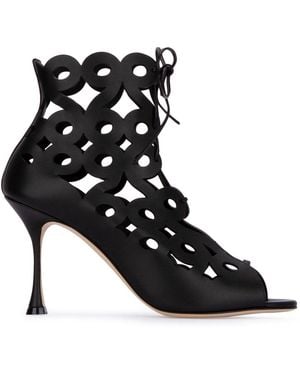 Manolo Blahnik Taralo 90Mm Cut Out Boots - Black