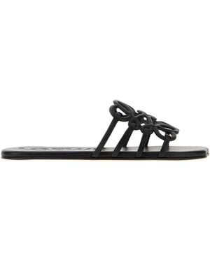 Loewe Paula's Ibiza Leather Paula S Ibiza Anagram Petal Slippers - Black