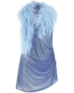 GIUSEPPE DI MORABITO Dress With Removable Crystals And Feathers - Blue