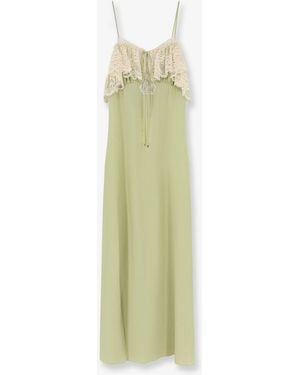 Chloé Silk Dress With Lace Inserts - Green