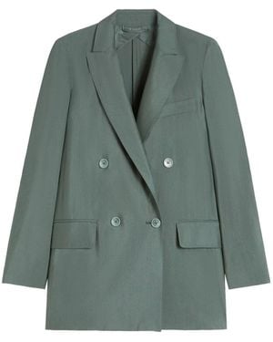 Max Mara Double-Breasted Wool And Silk Blazer - Green