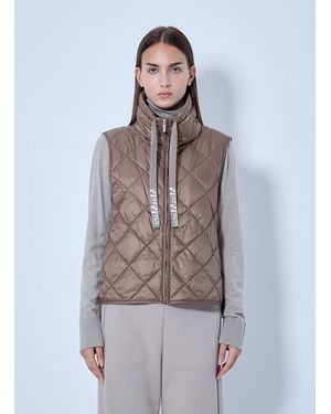 Max Mara Quilted Gilet With High Neck - Brown
