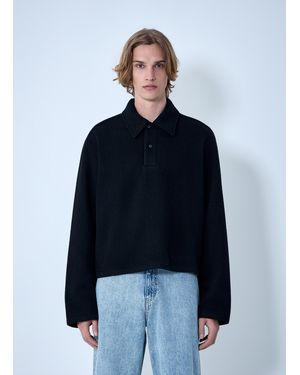 Rier Wool Blend Polo Sweater - Blue