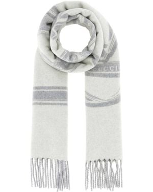 Gucci Printed Wool Blend Scarf - White