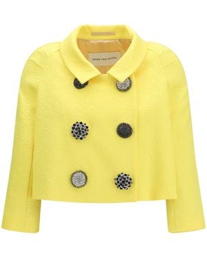 Dries Van Noten Cropped Jacket - Yellow