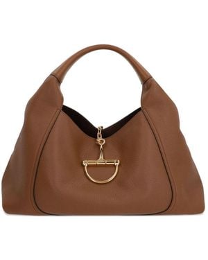 Gucci Softbit Maxi Leather Shoulder Bag - Brown