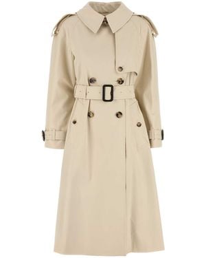 Burberry Sand Gabardine Trench Coat - Natural