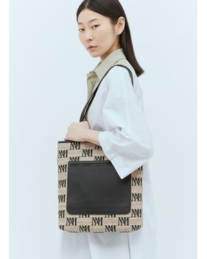 Max Mara Logo Embroidery Woven Tote Bag - Blue