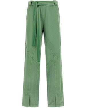 The Attico Front Split Pants - Green