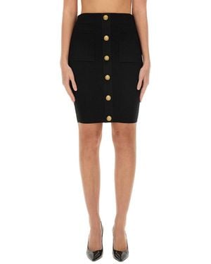 Balmain Vichy Knit Skirt - Black
