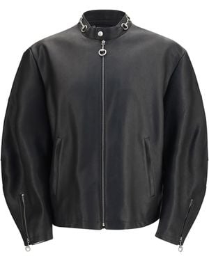 Gucci Horsebit Leather Biker Jacket - Gray